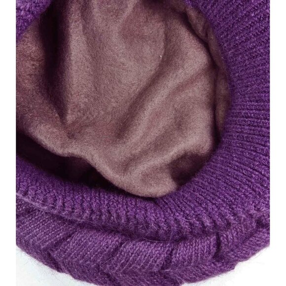 〽️Women’s Purple Winter Warm Knit Wool Snow Ski Hat with Visor main image 8